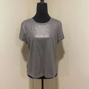 Calvin Klein Shimmering Silver Short Sleeve Top - NEW!